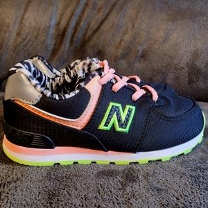 New Balance 574 "Black/Cloud Pink/Lime" Toddler Kids' ShoeSize 9.5